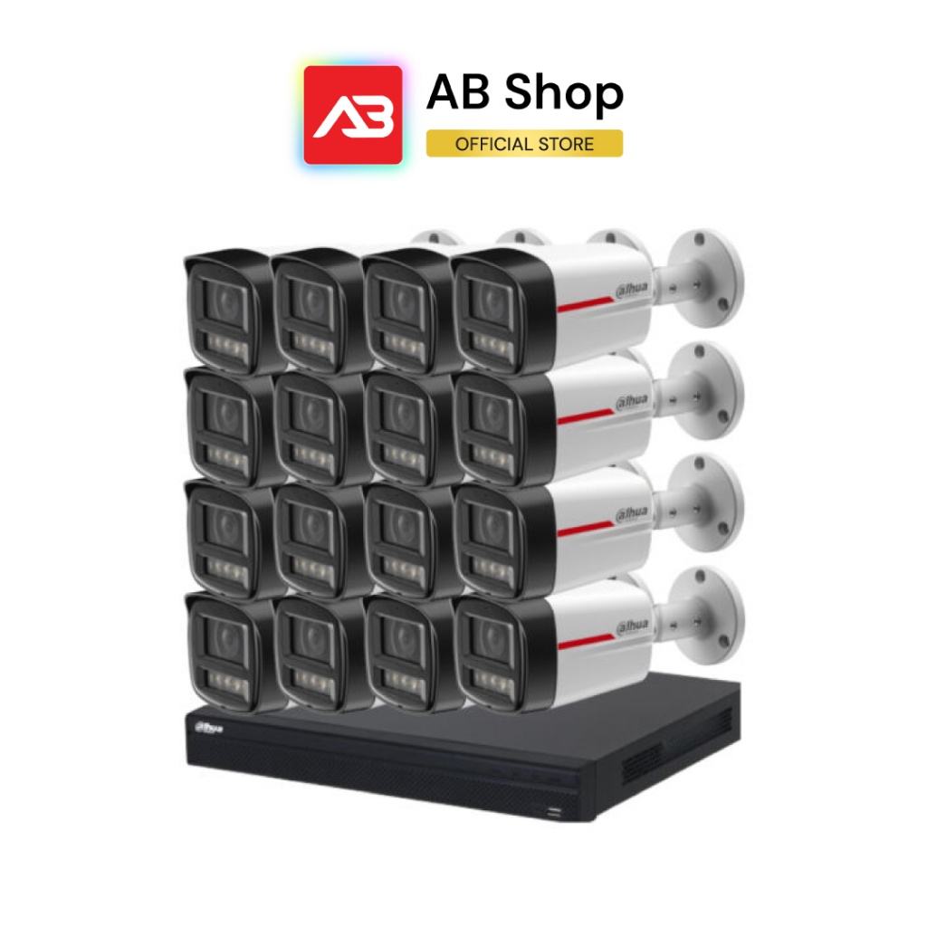 DAHUA ชุดกล้องวงจรปิด IP 16 ตัว 2 ล้านพิกเซล รุ่น DH-IPC-HFW2249TLP-S-PRO + DHI-NVR4216-16P-4KS3 (Wi