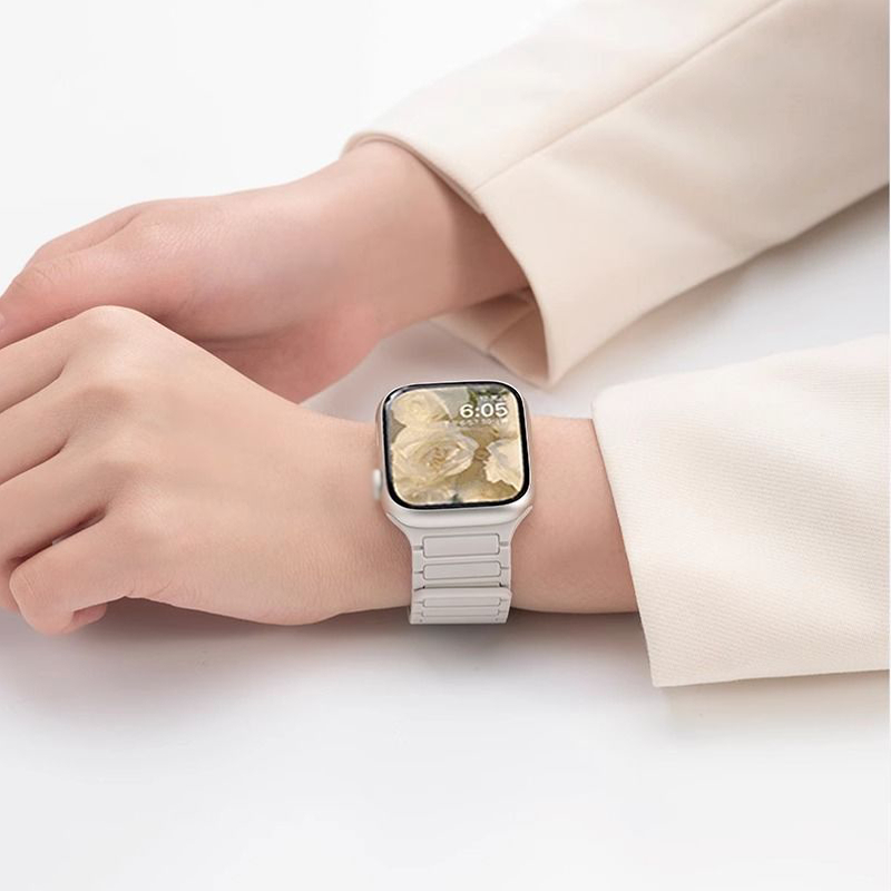 สายนาฬิกาซิลิโคนแม่เหล็กสำหรับ iwatch46mm49mm45mm42mm41mm44mm38mm40mm สายนาฬิกาใหม่ซีรีส์ 11/10/9/8/7/6/5/4/3/2/4/1/se - รูปที่ 4