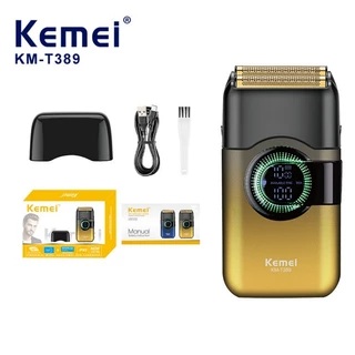 Kemei เครื่องโกนหนวดฟอยล์ตัดผมสําหรับผู้ชายกันน้ําเปียกและแห้งไฟฟ้ามีดโกนไร้สายจอแสดงผล LED USB-C เครื่องโกนหนวดแบบชาร์จ