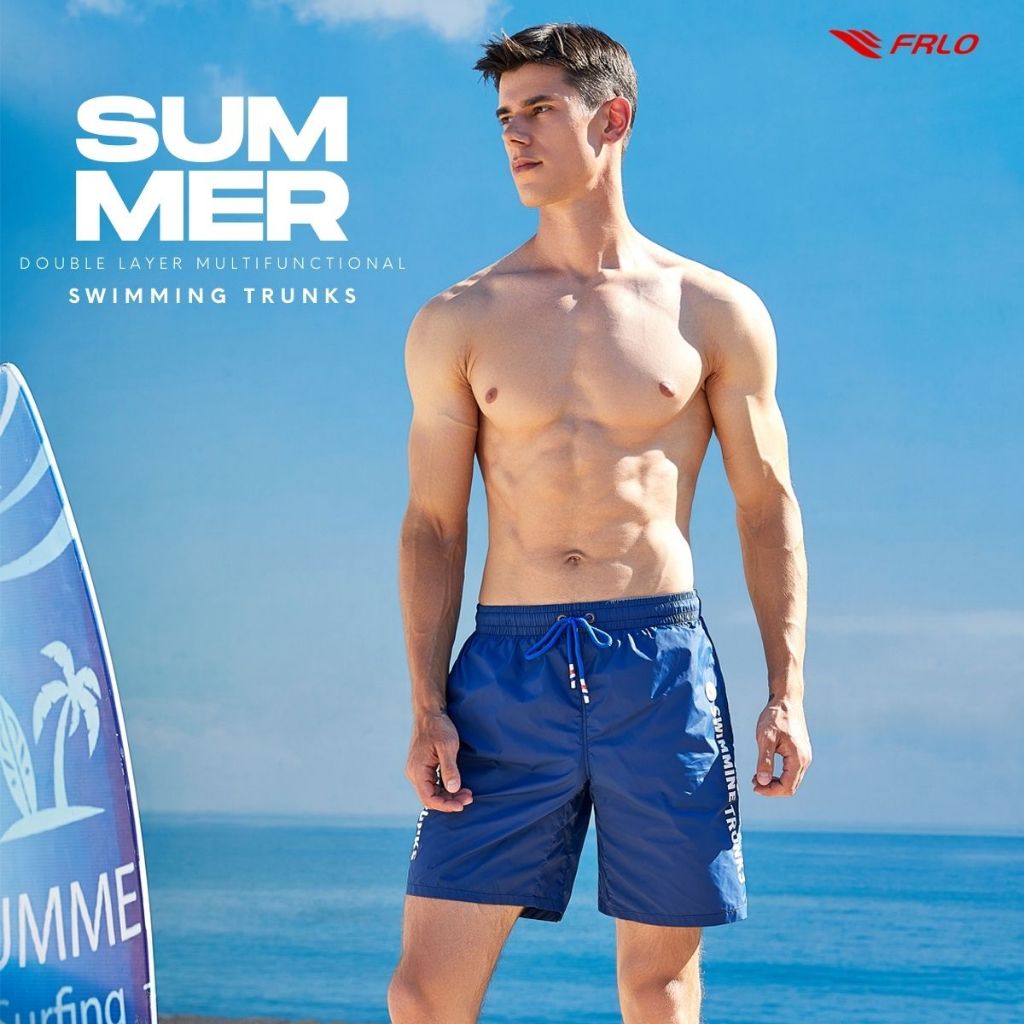 กางเกงว่ายน้ำขาสั้น พร้อมซับในขาสั้น ผ้าแห้งไว FRLO Swimming Trunks