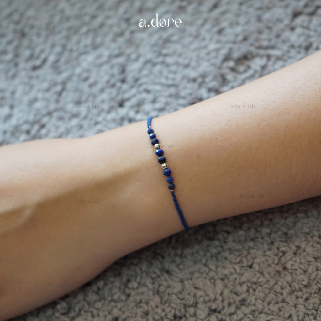 กำไลเชือกหินนำโชค ลาพิสลาซูรี (Lapis Lazuli) สั่งทำได้ หินธรรมชาติแท้ ราคา ถูกที่สุด ดีลบีเคเค แกลเลอรีภาพที่ 3