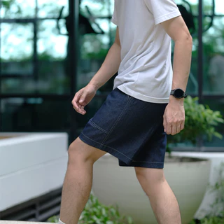 Bunker.clothes กางเกงยีนส์ขาสั้น ผู้ชาย ทรงตรง เย็บด้ายขาว Shorts Denim รุ่น YG-606