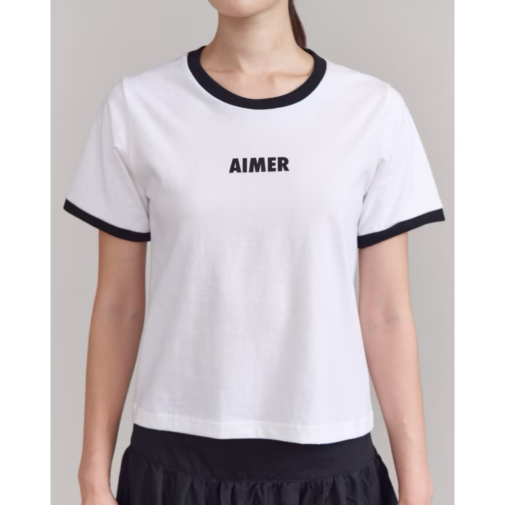 เสื้อแขนสั้น AIMER ดีไซน์เรียบง่าย สีดำ