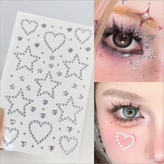 COD-ในไทย💖สติกเกอร์เพชร DIY ประดับโบว์รูปดาว3D สีสันสดใส ตกแต่งใบหน้า สำหรับผู้หญิง เครื่องประดับแฟชั่น-Kri