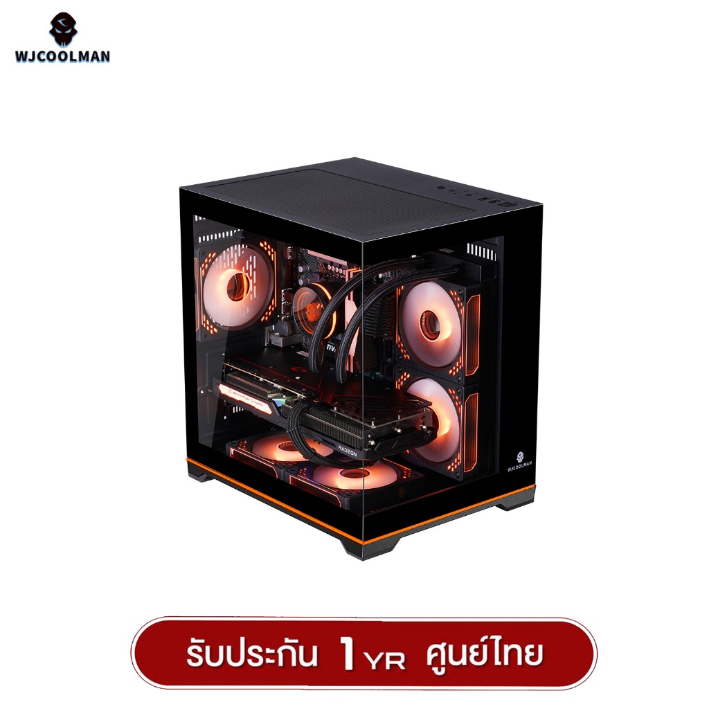 WJCOOLMAN เคสคอมพิวเเตอร์ (No FAN) (AIO240) NightDancer Mini RGB MATX Panorama Tempered Gaming Case 