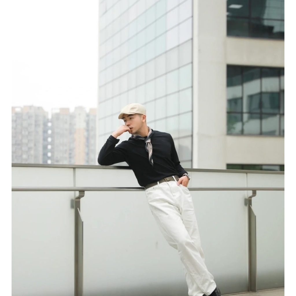 Houndstooth Shinori Scarf for the Modern Man  ผ้าพันคอลายชิโนริ ฮาวด์สทูธ คลาสสิค เรียบ เท่ - รูปที่ 3