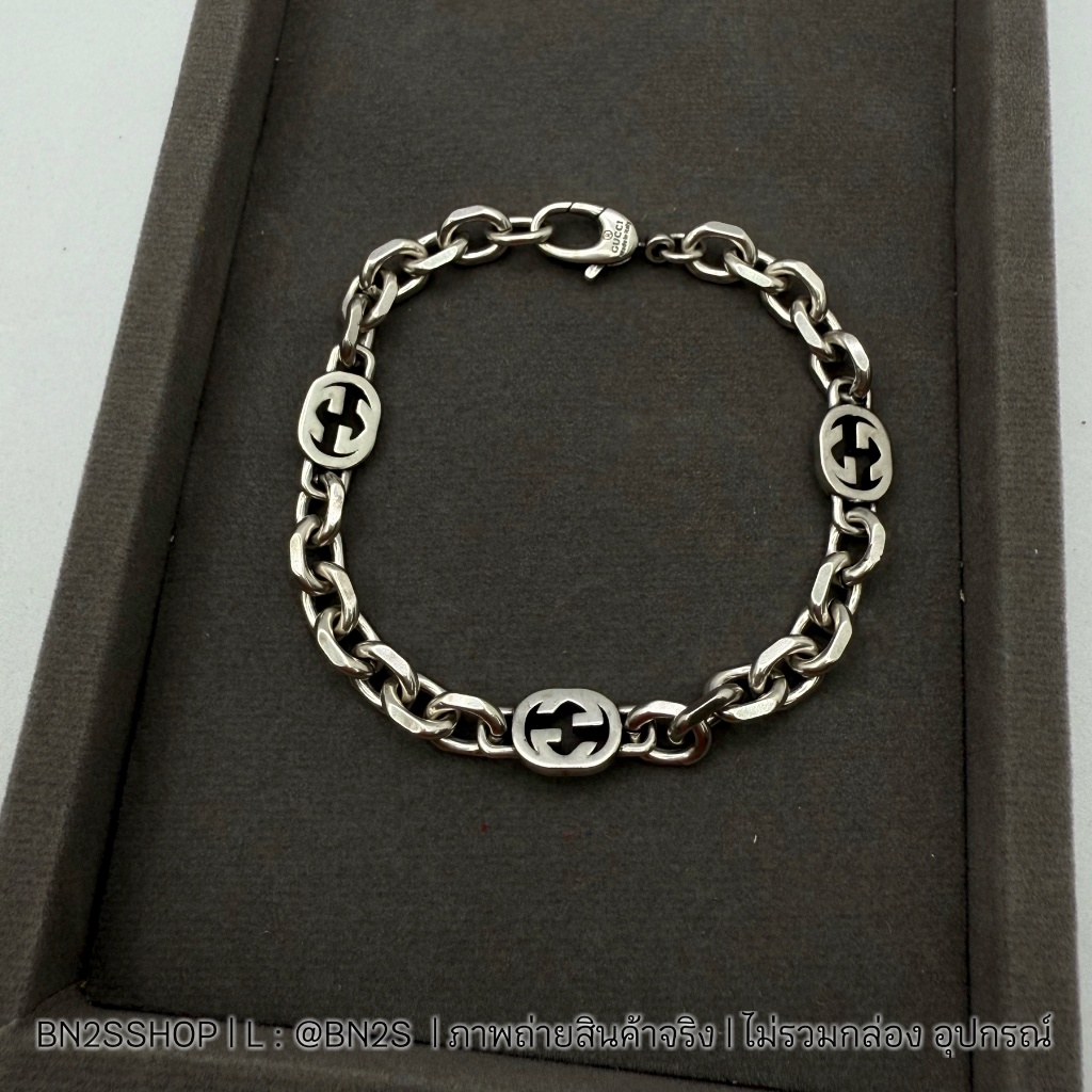 [ออริ] สร้อยข้อมือสายโซ่ สีเงิน งานอลู เนื้อเบา ไม่ลอก Intrelucking G Bracelet งานสวย 1:1 ปั๊มแบรนด์ทุกจุด