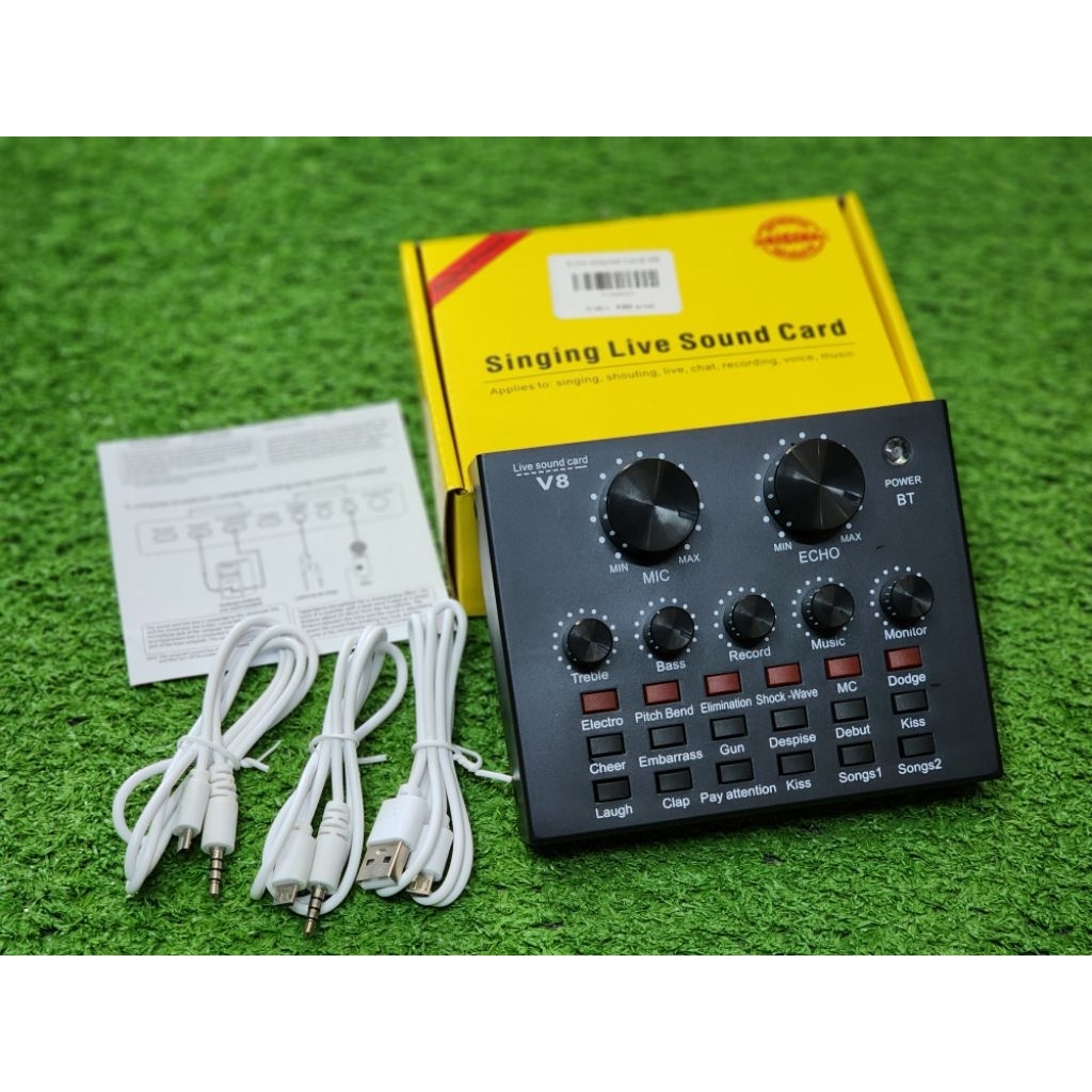 Mixer V8 Live Sound Card V8 Audio Stereo Headset Microphone Webcast Streamer (Bluetooth) BT USBเสียง
