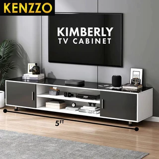 พร้อมส่ง KENZZO: ชั้นวางทีวี ตู้วางทีวี ขนาด 5 ฟุต/ 6 ฟุต สไตล์ Minimal เรียบหรู จัดเก็บของได้จุใจ Kimberly TV Cabinet