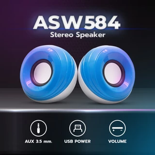 Asaki Computer Speaker ลำโพงคอมพิวเตอร์ ต่อด้วย USB และ AUX 3.5 mm รุ่น ASW-584 รับประกัน 1 ปี