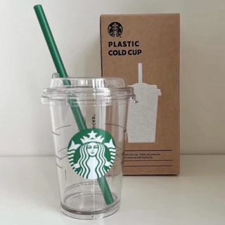 🌟เวอร์ชันอัพเกรด🌟เกาหลี สตาร์บัคส์ 2025 สินค้าใหม่สไตล์มินิมอลซีรีส์จํากัดคลาสสิกเทพธิดาถ้วยฟางพลาสติกใสถ้วยน้ําเย็