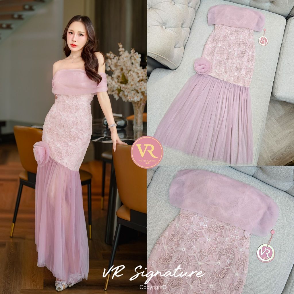 VR Signature​ Dress ตัวยาว ปาดไหล่