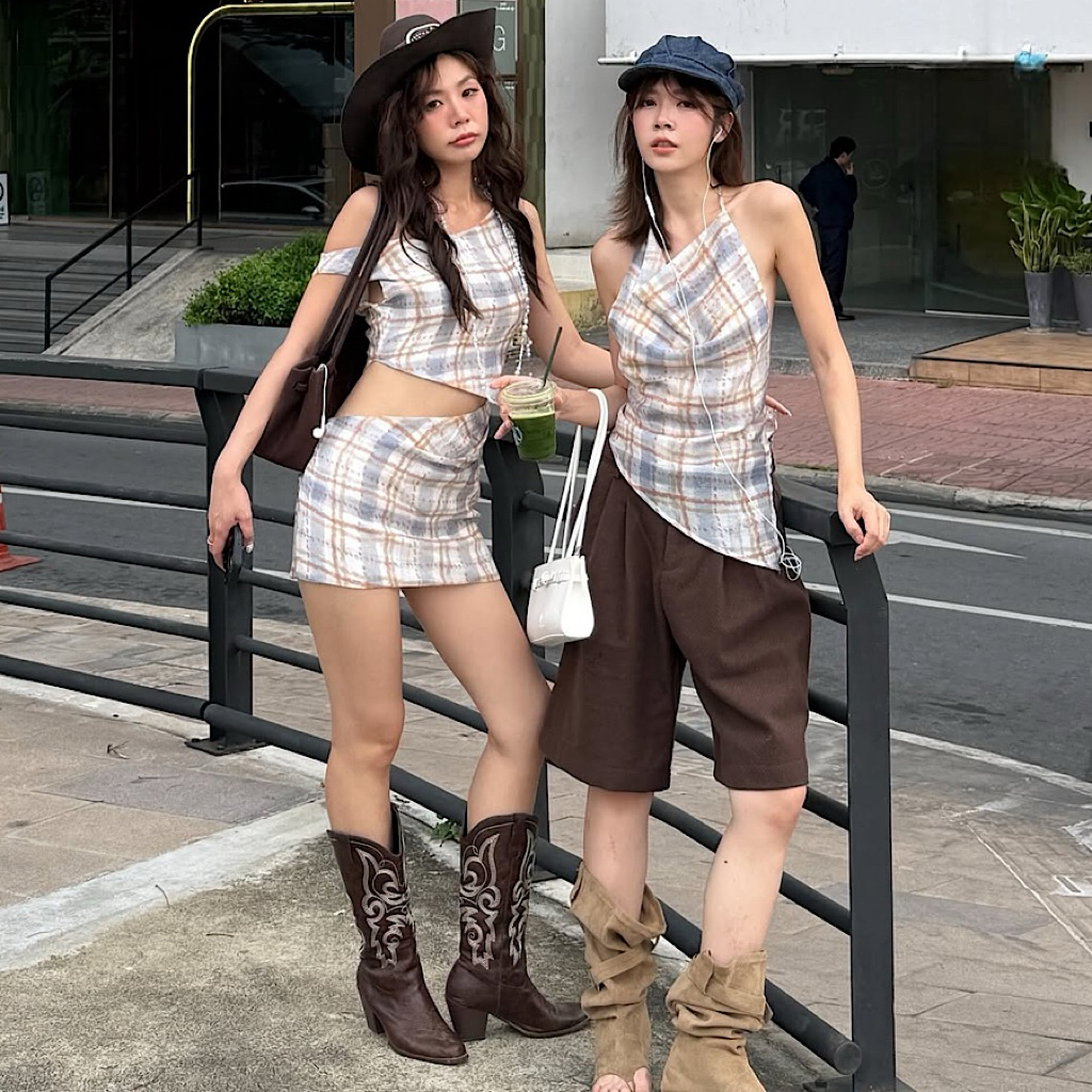 Dressfriends.bybf | Scotty Top and Mini Dress เสื้อคล้องคอ เปิดหลัง และเดรสสั้น เว้าเอว