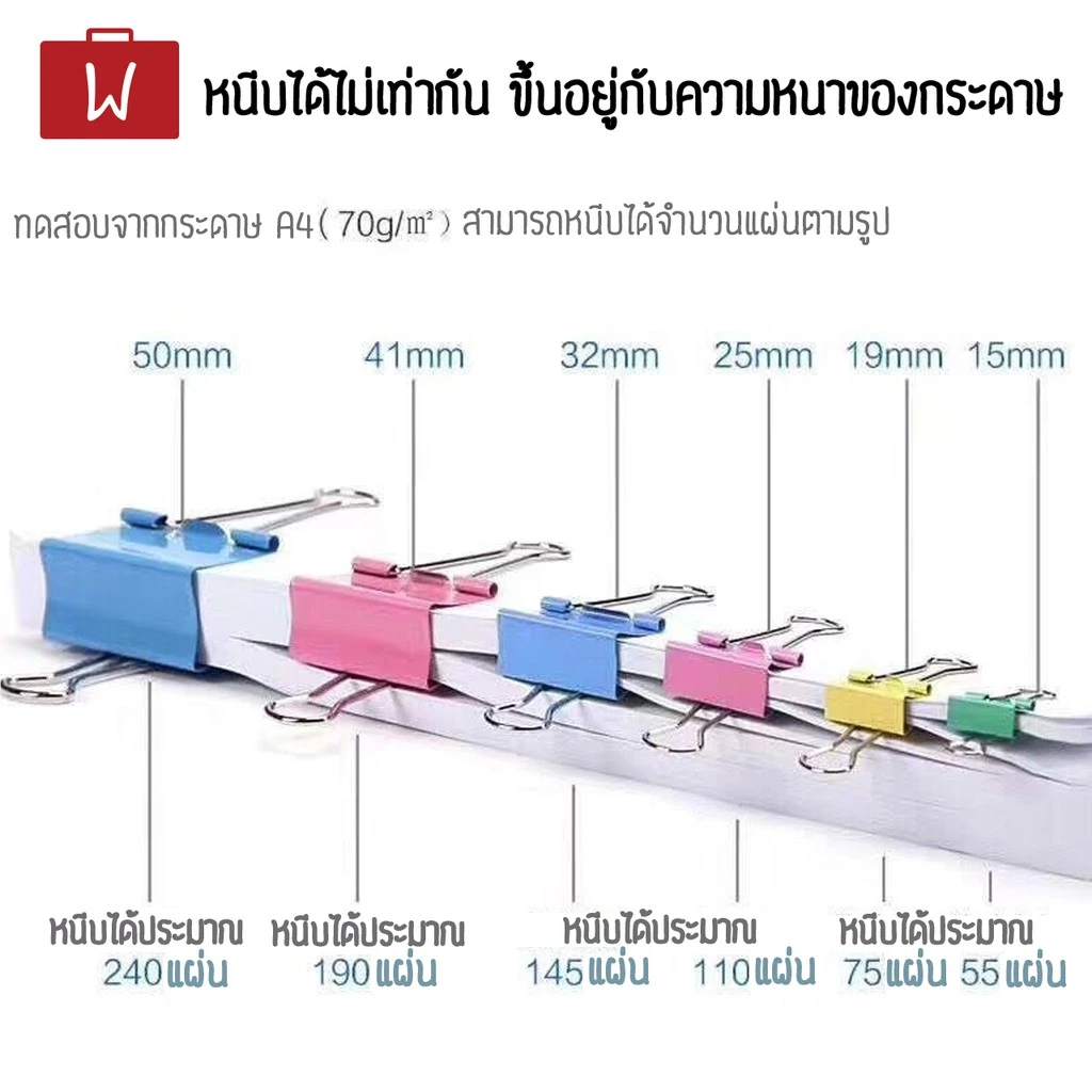 Oneworkstory คลิปหนีบกระดาษ 15/19/25/32/41/51mm คลิปหนีบสี คลิปสี ตัวหนีบกระดาษ ที่หนีบกระดาษ binder clip paper clips