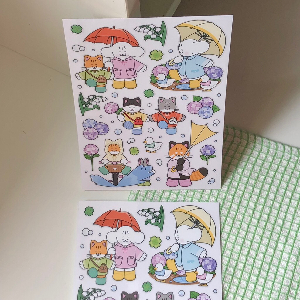 🌈 Rainy Day ☔️ สติกเกอร์ PVC ใส ขนาด A6