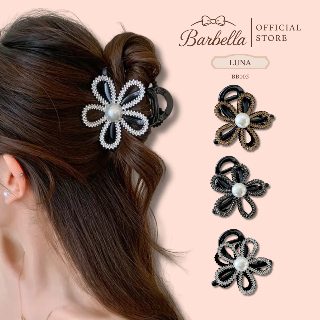 Barbella กิ๊บติดผมดอกไม้คริสตัลมุก กิ๊บหนีบผมสไตล์เกาหลี รุ่น Fleuria (BB005)