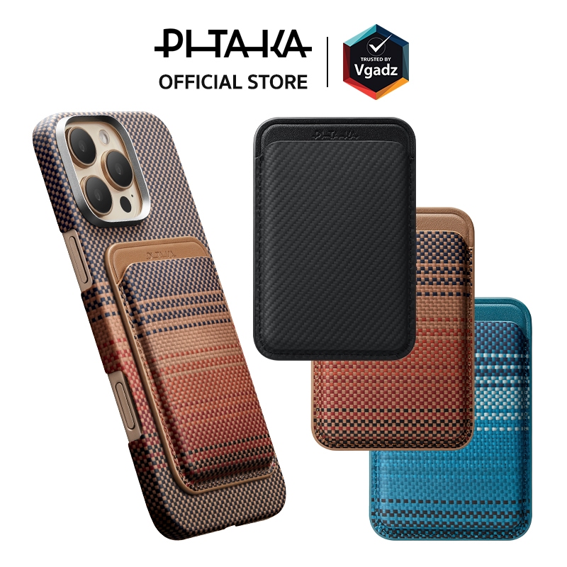 Pitaka ที่เก็บบัตรติดหลังมือถือ รุ่น Magnetic Woven Wallet