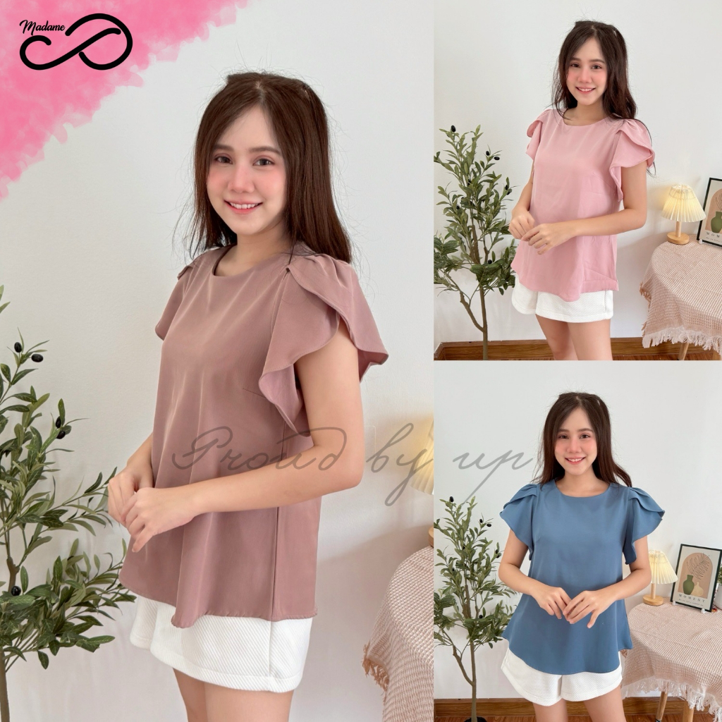Madame proud เสื้อคอกลม แขนซ้อน ผ้าชูก้าเกรดพรีเมี่ยม เรียบหรู ใส่ได้ทุกโอกาส งานป้าย Proud by up