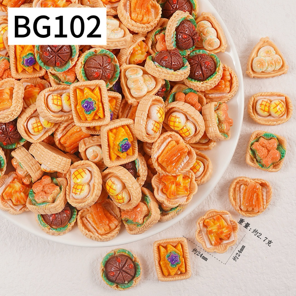 ( จำนวน 50 ชิ้น )อาหารและของเล่นจำลองขนมปังขนาดเล็ก อาหารจิ๋วและของเล่น ของประดับตกแต่งขนาดเล็ก เรซิ่น DIY เครื่องประดับ - รูปที่ 2
