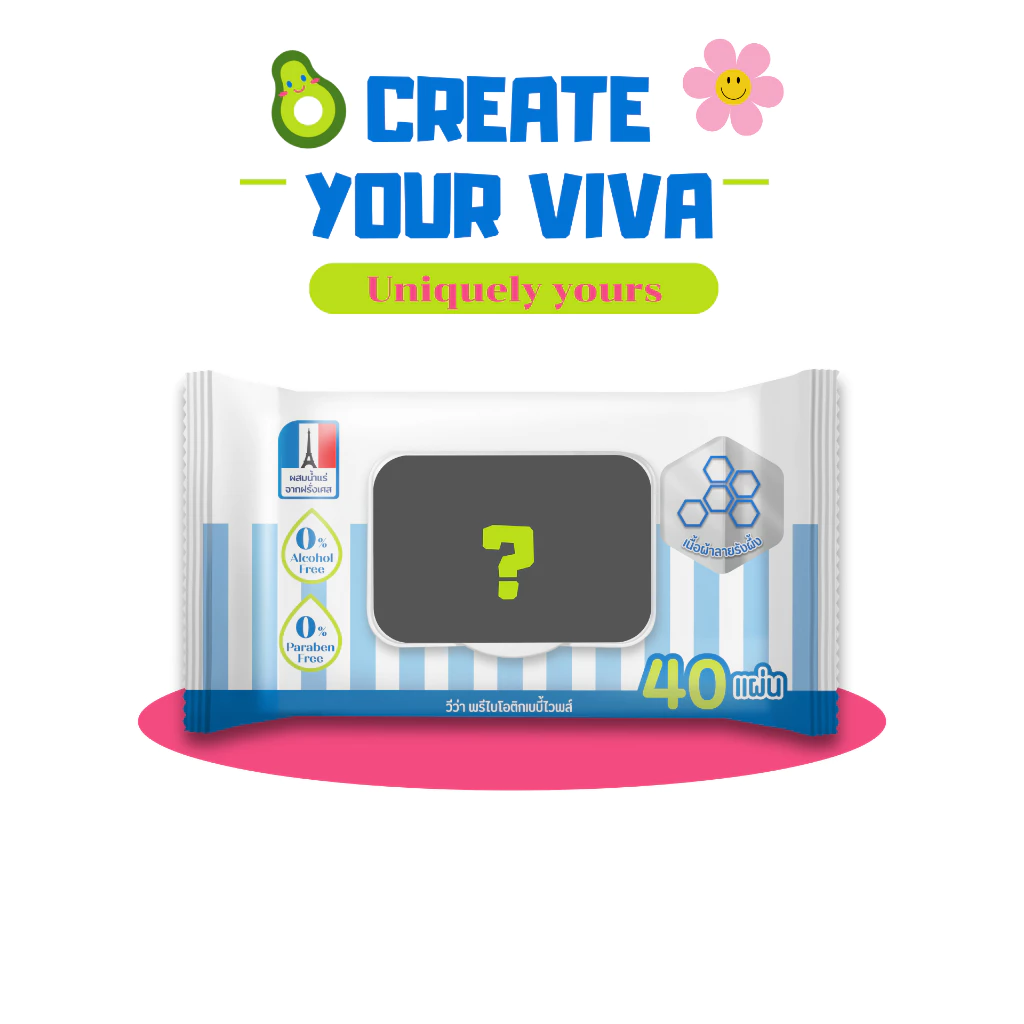 (Customize) Create Your ViVa! วีว่า Prebiotic Baby Wipes 40 แผ่น ยกลัง 1X36