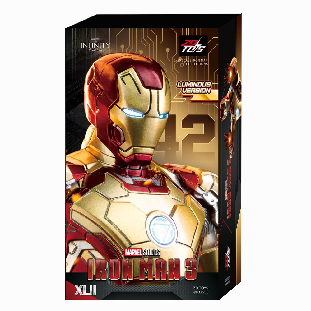 Iron Man Mark42 with Lighting Function (ไอรอนแมน มาร์ค 42 รุ่นมีไฟ)(ZD TOYS) - (ลิขสิทธิ์แท้) (1907-42)