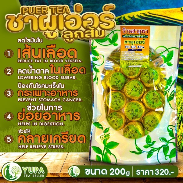 ชาผู่เอ๋อร์ลูกส้ม ชาหมักพิเศษ ชาหมัก10ปี กลิ่นหอมส้ม ดื่มง่าย Organic Tea100%