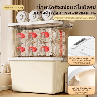 AIMO กล่องใส่ของ ลังเก็บของ กล่องเก็บของขนาดใหญ่ มีหูหิ้วมีฝาปิด เอนกประสงค์ กันน้ำและกันฝุ่น ประหยัดพื้นที่