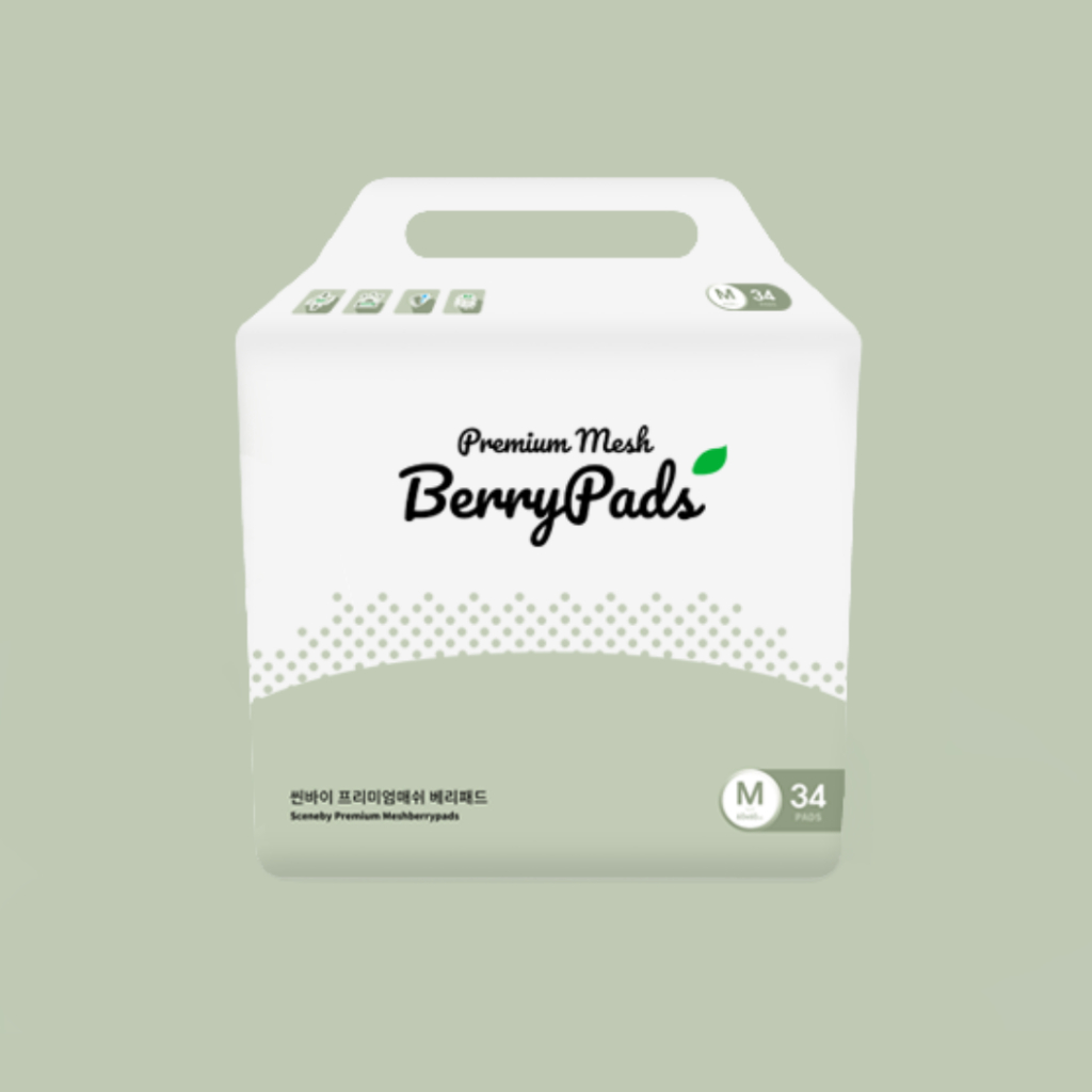 Sceneby Premium Mesh Berry Pad size M (34ชิ้น) แผ่นรองฉี่สุนัข นำเข้าจากประเทศเกาหลี