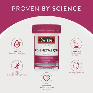 Swisse Ultiboost Co-Enzyme Q10 อัลตร้าบูส โคเอนไซม์ 50 แคปซูล [ระยะเวลาส่ง: 5-10 วัน](EXP:02 2028)