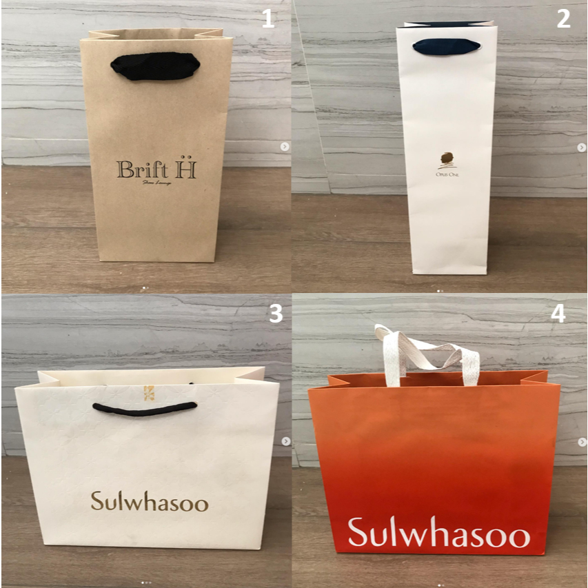 ถุง ถุงกระดาษ แบรนด์  Brift h , OPUS ONE , Sulwhasoo ของแท้ สภาพใหม่ ใส่ของ เครื่องสำอางค์