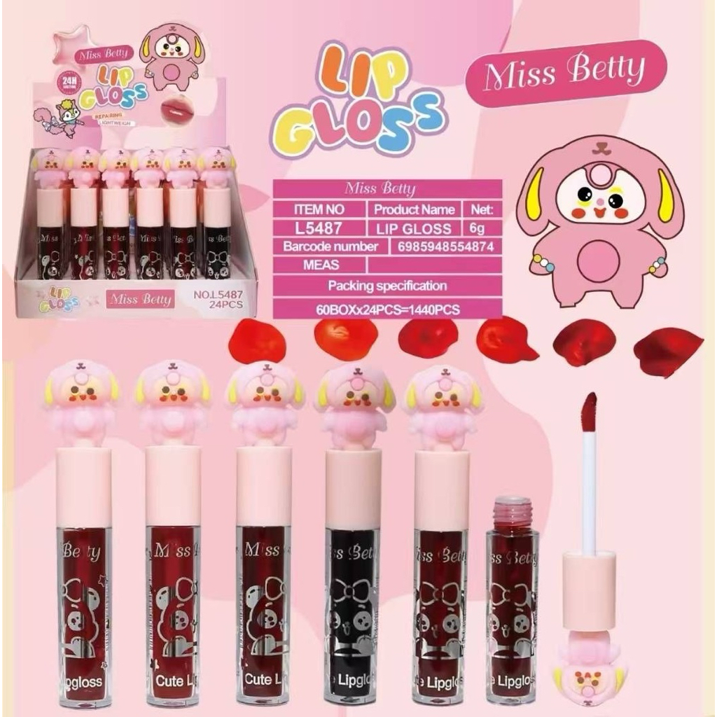 ทินต์ ลิปกลอสใสลายน่ารักคละ 24 แท่ง