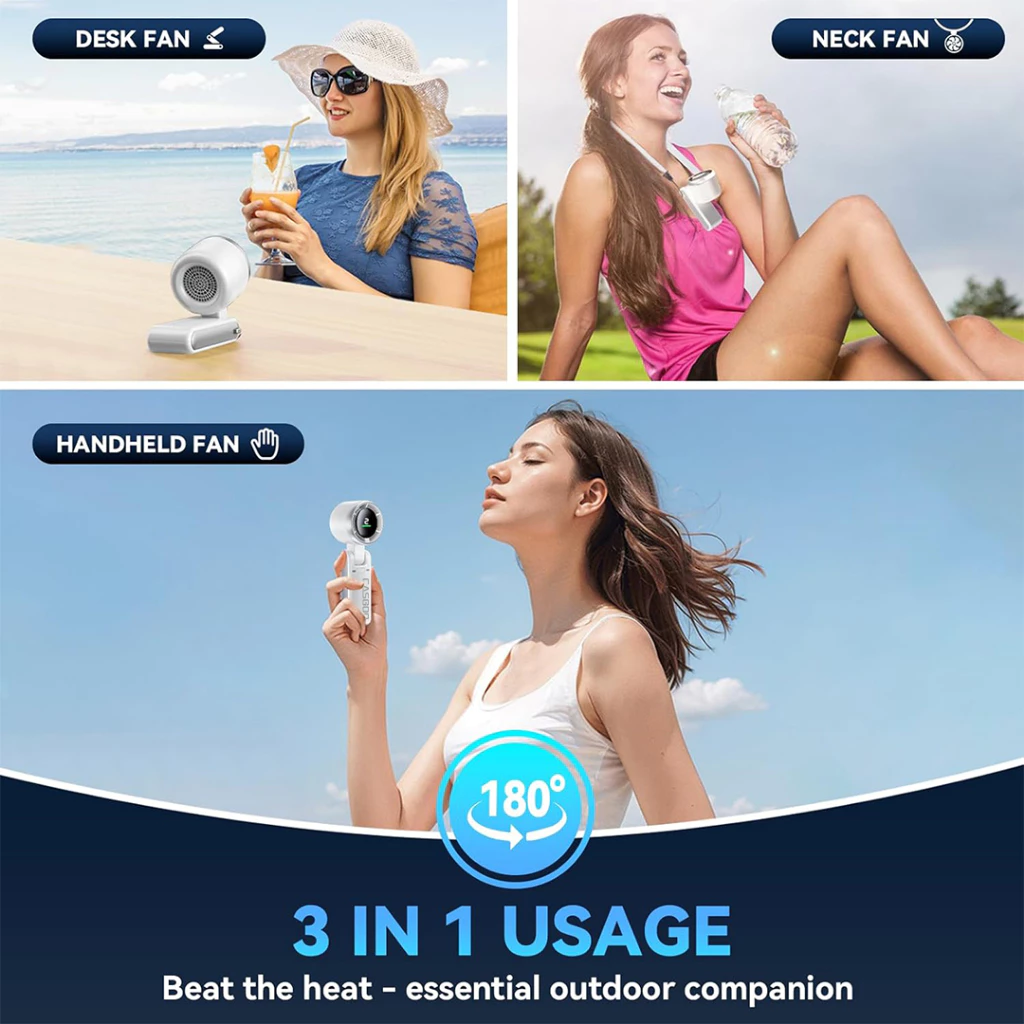 【2 ชิ้น-Fan】CASGOO พัดลมมือถือความเร็วสูง USB Fan ระดับหน้าจอ LED 5ระดับ F607 Free sticker thumbnail 9