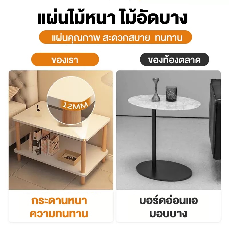 BA โต๊ะน้ำชา โต๊ะข้างโซฟา 80/60cm ตู้ข้างเตียง โต๊ะข้าง โต๊ะกาแฟ ตัวเล็กกระทัดรัดใช้วางข้างเตียงได้ ไตล์โมเดิร์น ราคา ถูกที่สุด ดีลบีเคเค แกลเลอรีภาพที่ 7