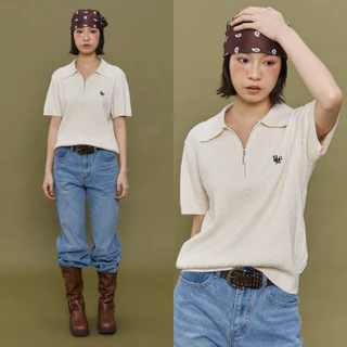 Bemingtop980(S-M)-Zippy Polo Knit – เสื้อโปโลซิปคอ สไตล์น่ารักแต่แอบเท่!