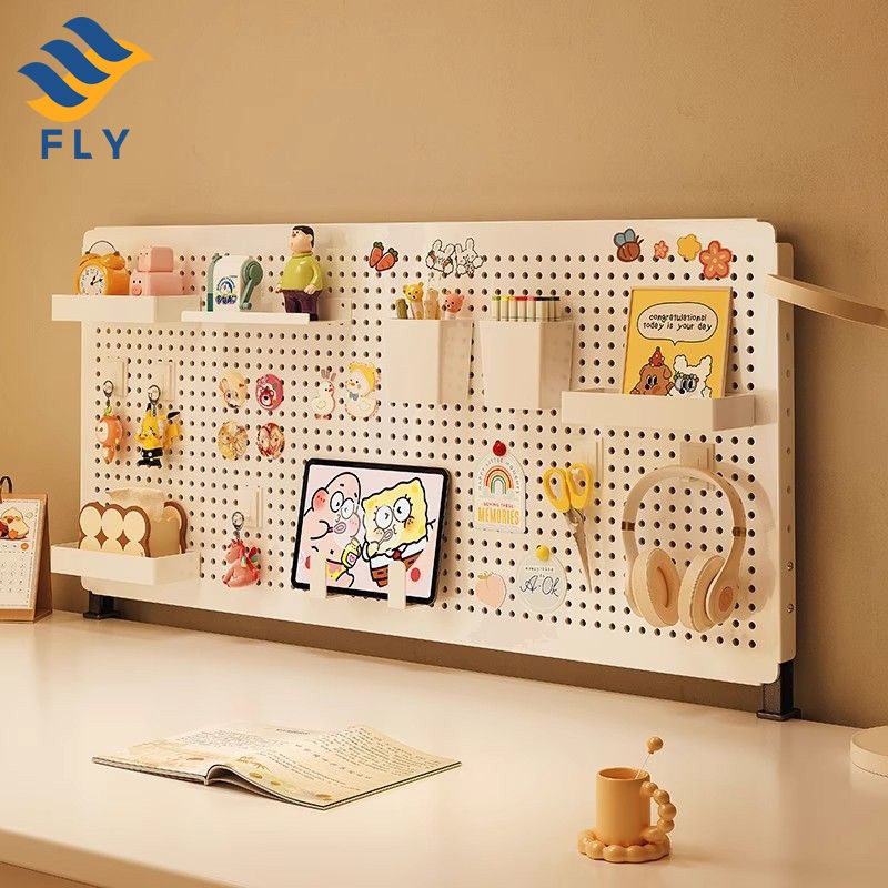 【FLY】แผ่นติดผนังแบบไม่ต้องเจาะรู ตะแกรงเก็บของในครัว ตะขอแขวนกุญแจ แผ่นโลหะจัดเก็บเครื่องมือ ติดตั้งง่าย ไม่ทำลายผนัง