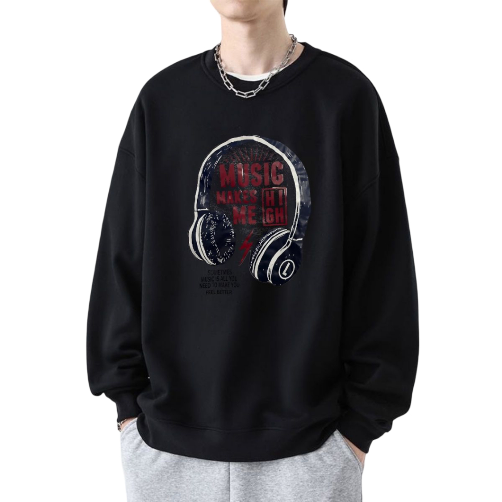 เสื้อสเวตเตอร์ แขนยาว คอกลม ขาว ดำ เทา ไซส์ M-5XL พิมพ์ลายสวยๆ ใส่ได้ทั้งชายหญิง ส่งของทุกวัน