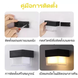 AIMO LED ไฟโซล่าเซลล์ ไฟระเบียง โคมไฟติดผนัง สไตล์โมเดิร์น LED โคมไฟติดผนังกลางแจ้ง IP67 ไฟกระบอก ไฟสวน
