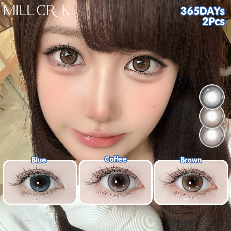 Mill Creek【New🥔】คอนแทคเลนส์สีฟ้าน้ำตาล คอนแทคเลนส์สีธรรมชาติ ชุ่มชื้น ใส่สบาย【0~5.00】สไตล์ใหม่