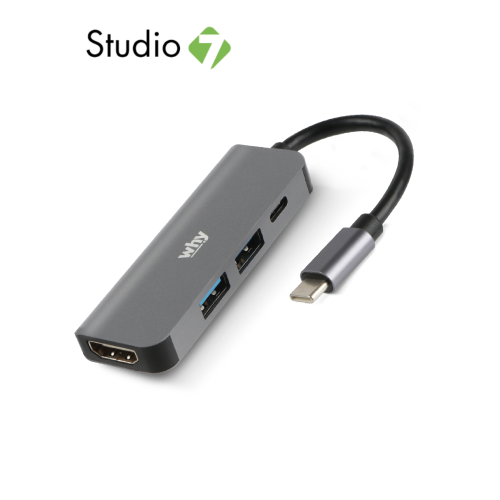WHY 4-in-1 USB Type-C (HDMI/USB-A/USB-C) HB-1011 Grey by Studio 7