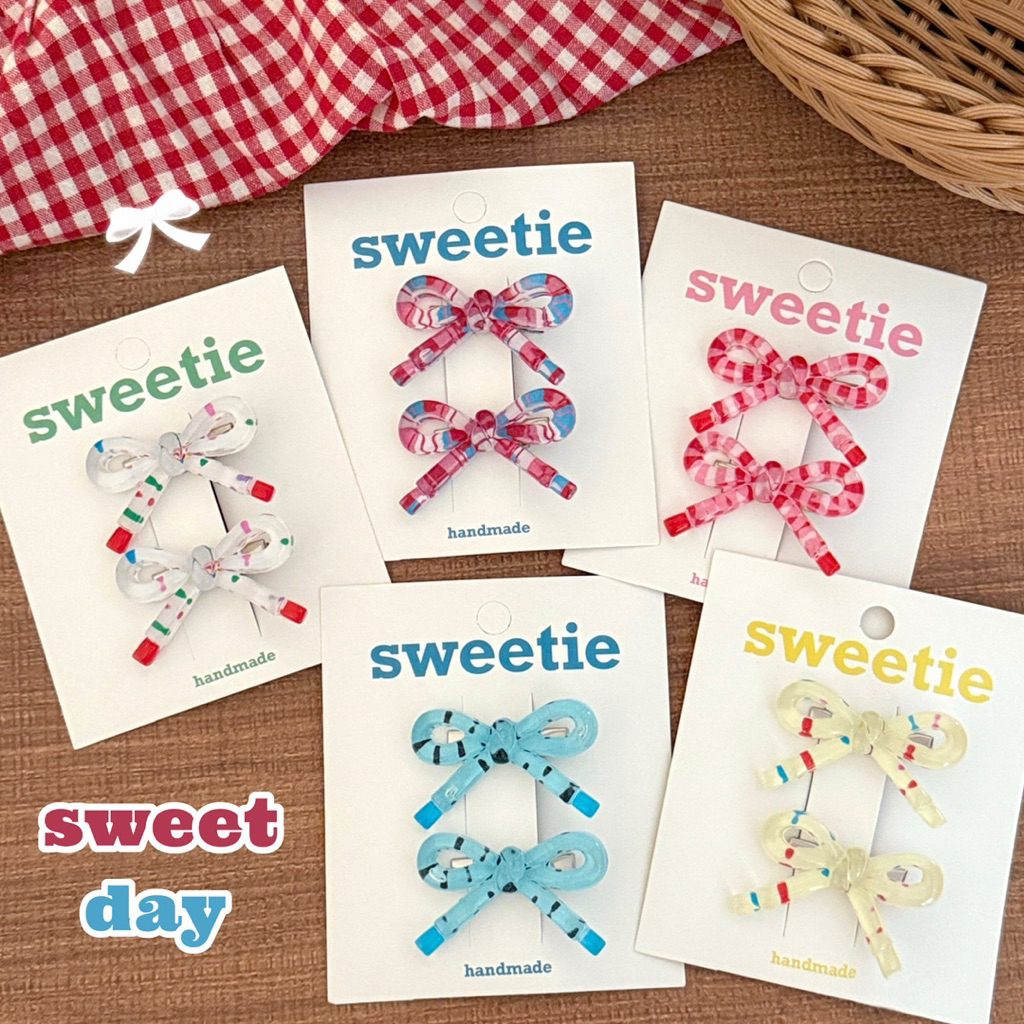 Cute 363 กิ๊บติดผม กิ๊บหนีบผมโบว์ใสซัมเมอร์ 2 ชิ้น/แพ็ค