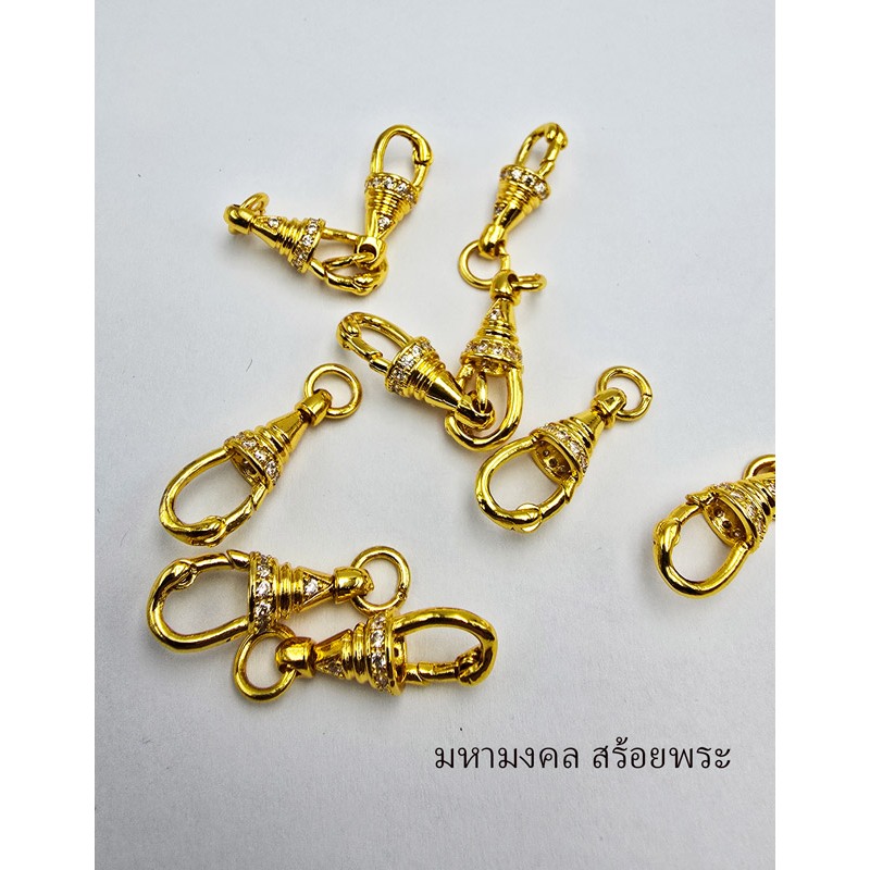SL079ก้ามปูสปริงงานสีทอง 24k ฝั่งพลอย 2.7cmแขวนพระปรับเปลี่ยนพระ #สินค้าเกรดพรีเมี่ยม PVD coating