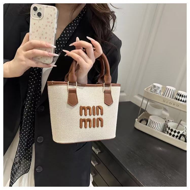 กระเป๋าสะพายข้างสำหรับผู้หญิง กระเป๋าถือทรงถังแบบลำลอง - รูปที่ 3