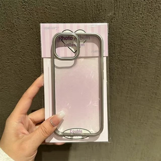กรอบทองเงินชุบไฟฟ้าสินค้าพร้อมส่ง เหมาะเคส iPhone 16 Pro สไตล์เรียบสีเดี่ยว ขอบโปร่งอ่อน รองรับ iPhone 11,12,13,14,15pro