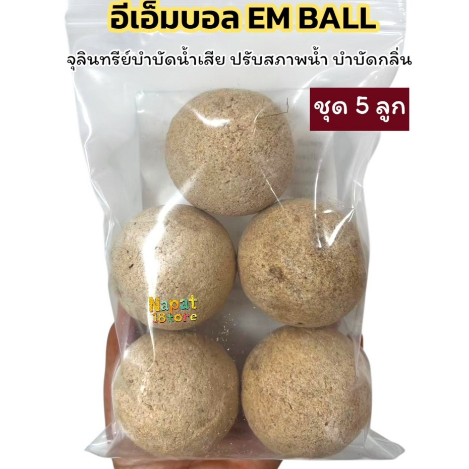 EM Ball อีเอ็มบอล ชุด5ลูก หัวเชื้อ ช่วยบำบัดน้ำเสีย จุลินทรีย์ก้อน ส่งทุกวัน