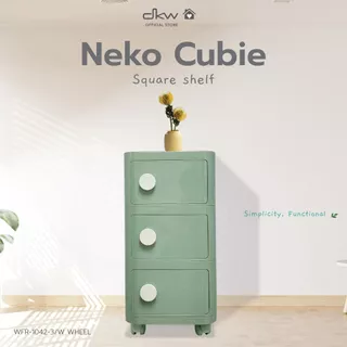 DKW ตู้ลิ้นชักบานสวิง 3 ชั้น มีล้อ รุ่น Neko Cubie (มีหลายสี) ตู้เสื้อผ้า ตู้เก็บของ ตู้ข้างเตียง