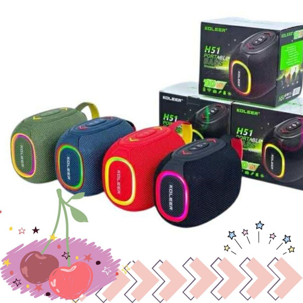 พร้อมส่งจากไทย KOLEER H51 ลำโพงบลูทูธแบบพกพา 10W พกพาง่าย รองรับ BT,TF,USB,FM, TWS เสียงระดับ HD