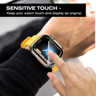 ฟิล์มกันรอยหน้าจอสำหรับเคส Apple Watch 40 มม. 44 มม. 45 มม. 41 มม. ฝาครอบ PC + ฟิล์มกระจก I Watch Series 8 7 6 5 4 พร้อม