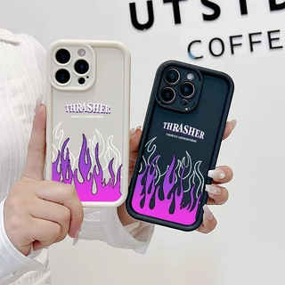 เหมาะ เคส Realme C53/C51/C51S Note 50 Note 60 7i/C17 C65 C75 5i/5S/6i/C3 กรณีโทรศัพท์แฟชั่นเคส Simple Flame