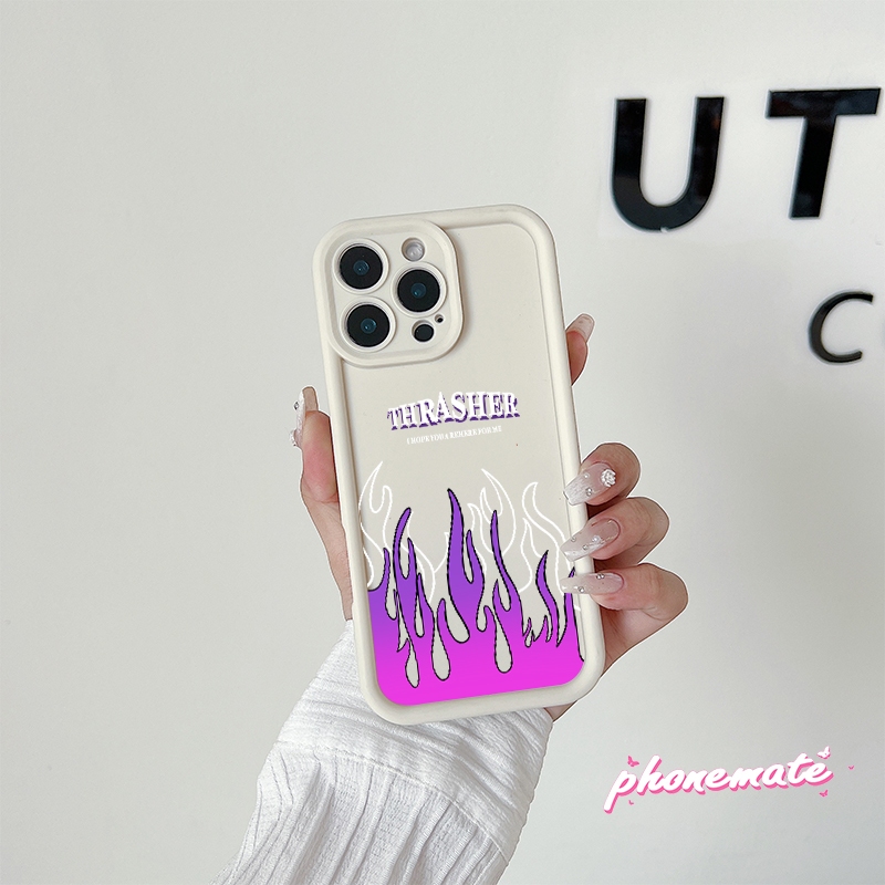 เหมาะ เคส  Realme C53/C51/C51S Note 50 Note 60 7i/C17 C65 C75 5i/5S/6i/C3 กรณีโทรศัพท์แฟชั่นเคส Simple Flame