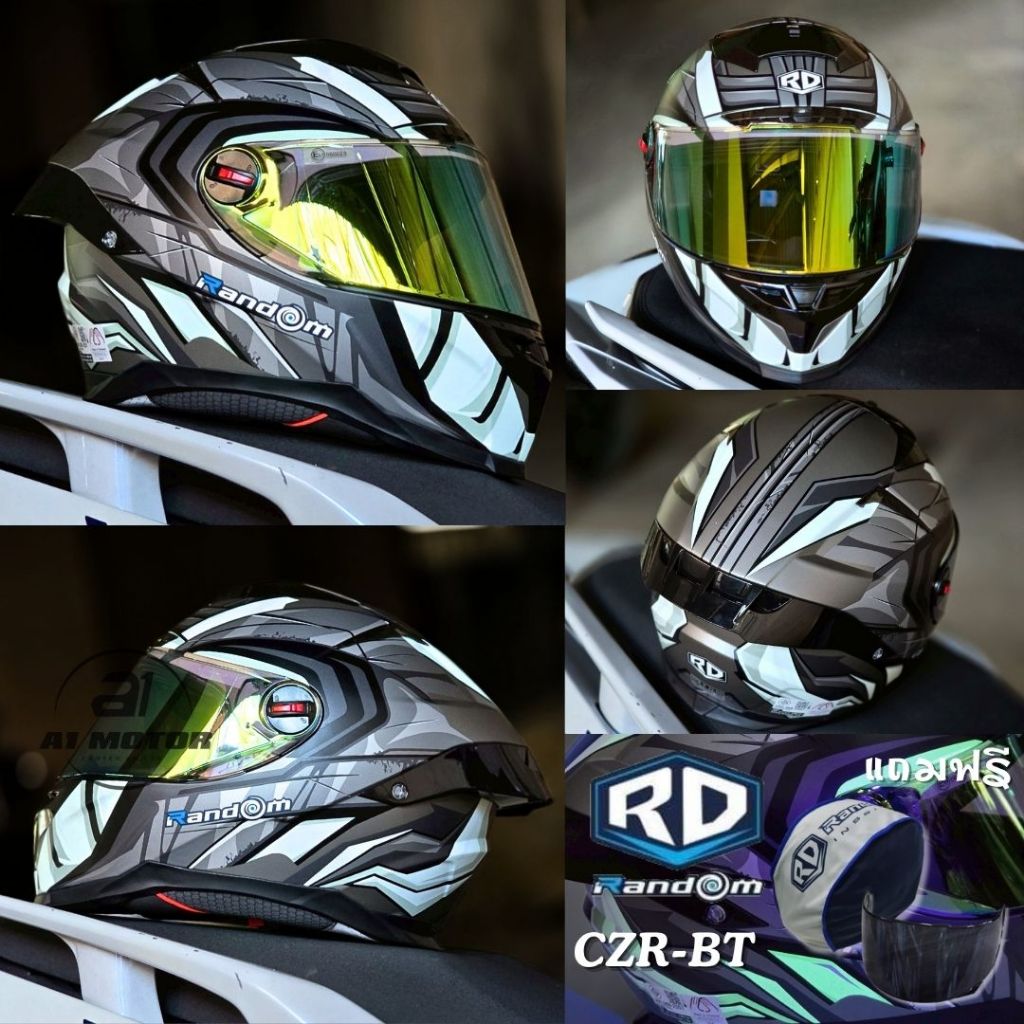 Random รุ่น CZR BT หมวกกันน็อคเต็มใบ รองรับการติดบลูทูธ ถอดซักได้ ฟรีถุงผ้า แถมชิวดำฟรีอีก1 ชิ้น มารตฐาน มอก.